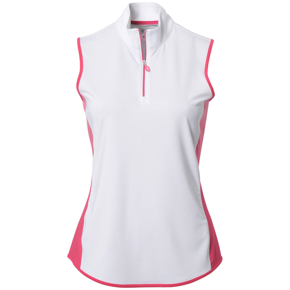 Greg Norman Womens Sleeveless Zip Colorblock Top