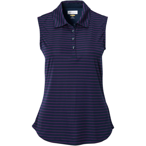 Greg Norman Womens Fine Stripe Sleeveless Polo