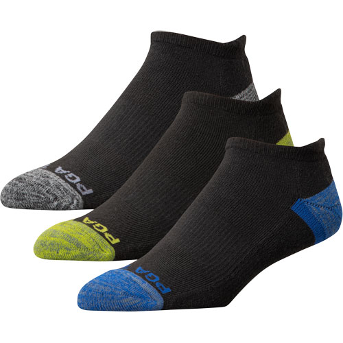 PGA Men's No Show Tab 3 Pack Golf Socks