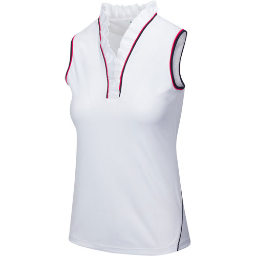 Greg Norman Women's Lucina Ruffle Neck Sleeveless Golf Top