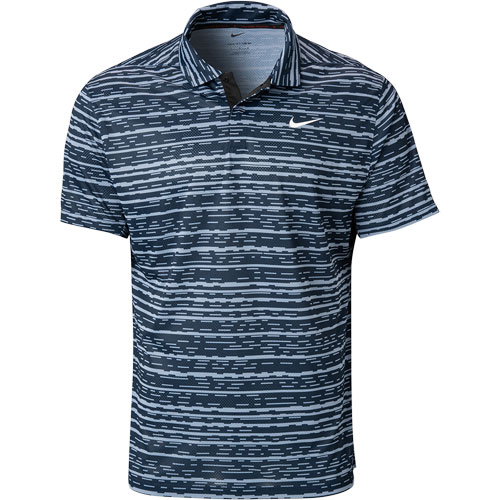 Nike blue striped golf shirt clearance