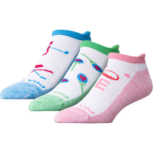 PGA Tour Women's Printed No Show Golf Socks