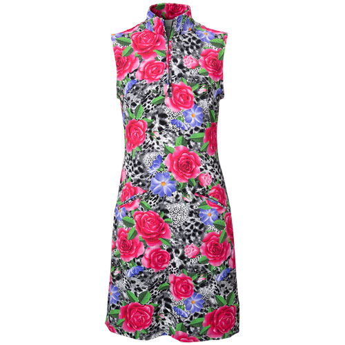 IBkul Women's Sleeveless Jovanna Animal Print Golf Dress