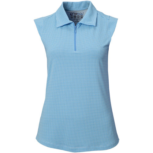 IBkul Women's Mini Check Sleeveless Golf Polo