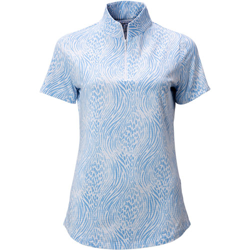 IBkul Women's Alena Animal Print Golf Mock Top