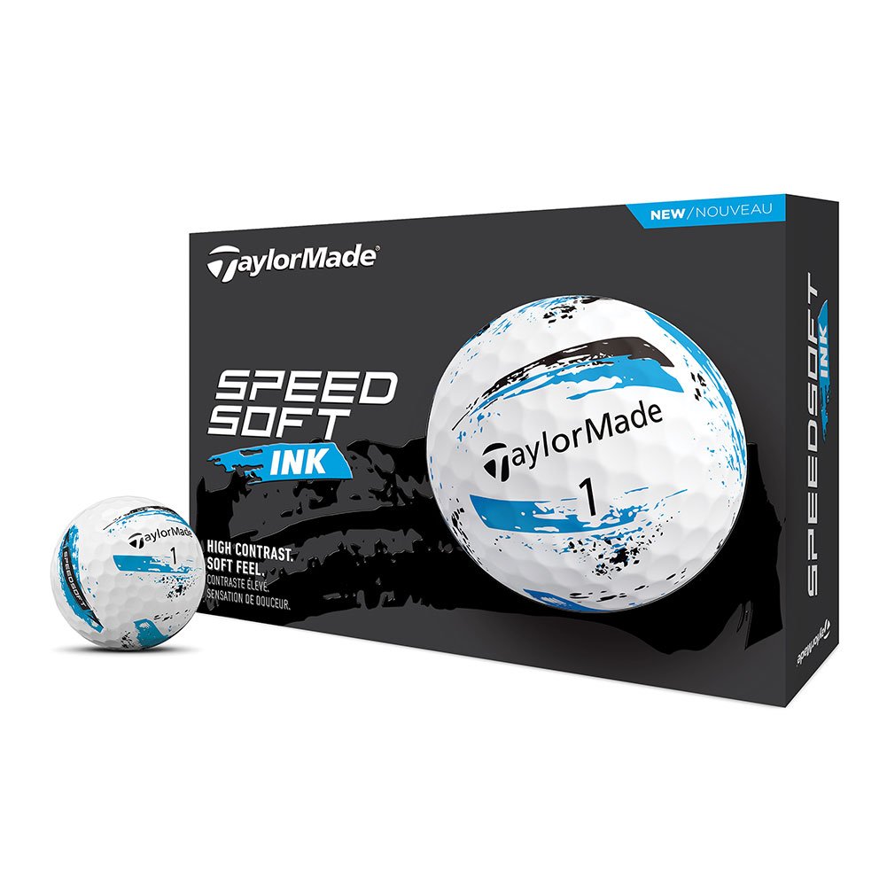 TaylorMade 2025 SpeedSoft Ink Golf Balls #1-#4 12-Ball Pack White/Blue