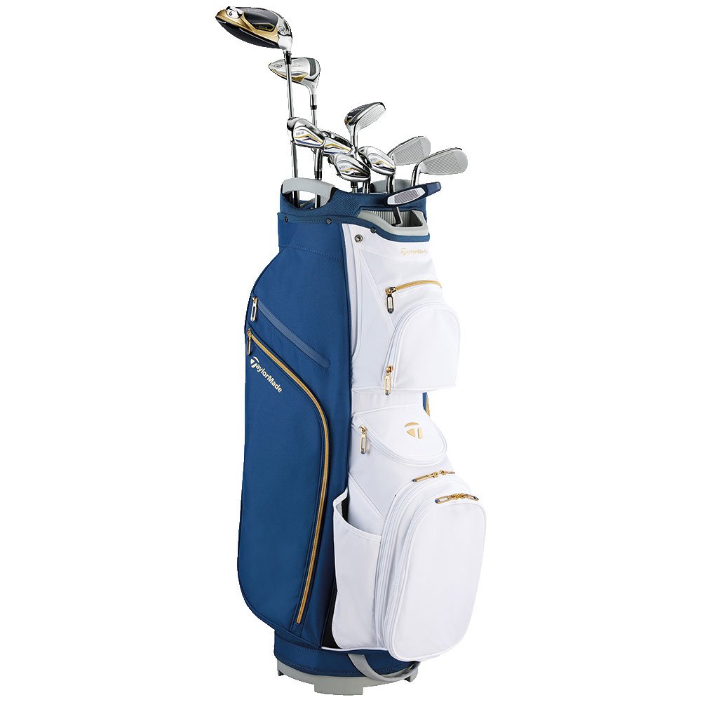 TaylorMade Ladies Kalea Gold Complete Set w/Cart Bag Drv/Fwy/Hyb/#7-PW:SW/Putter/Bag Graphite Blue/White Left