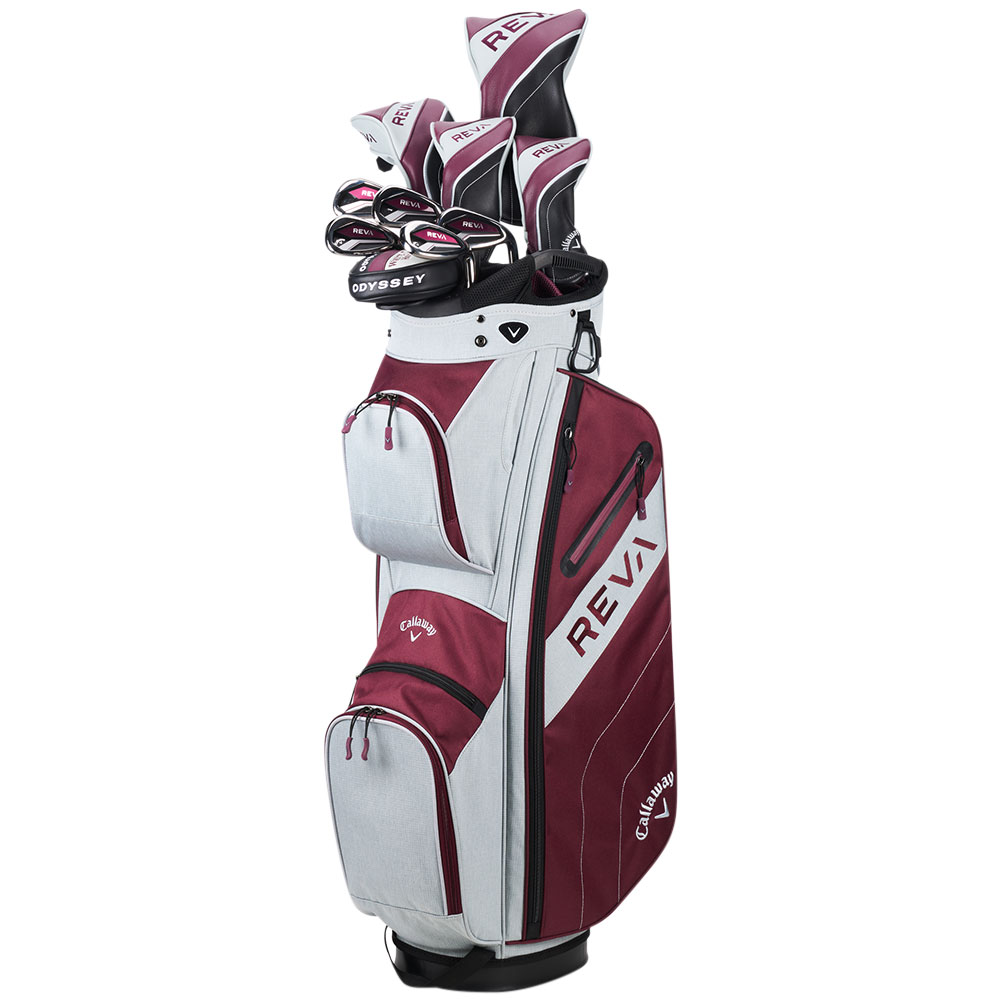 Callaway REVA 11 Piece Set w/Cart Bag Driver , 3W, 5H, 6H, 7IR-PW, Putter Bag Callaway Reva Graphite Maroon/Grey Ladies Right
