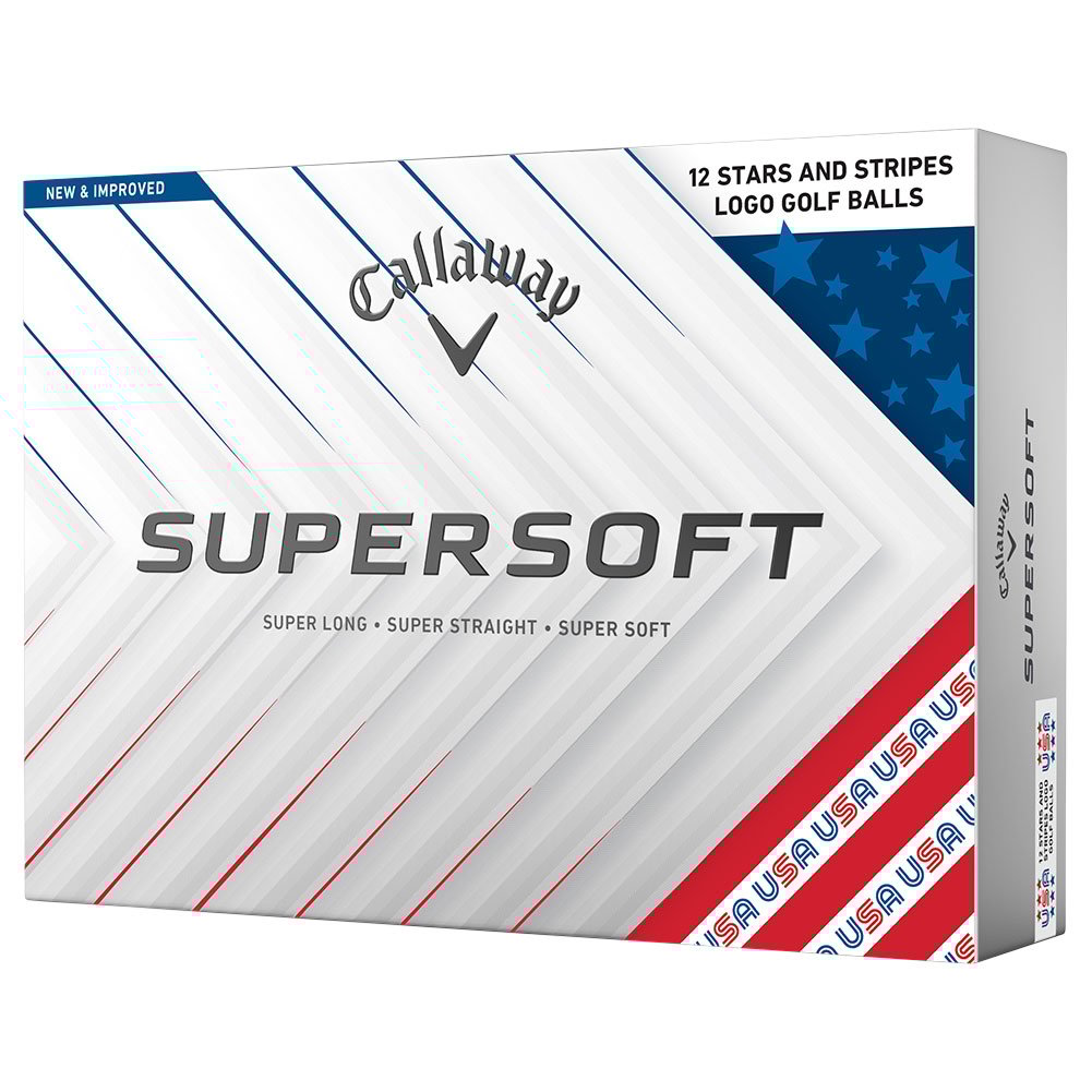 Callaway 2025 SuperSoft Stars & Stripes Golf Ball #1-#4 12-Ball Pack White/Multi