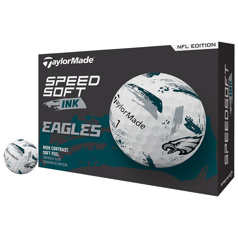 TaylorMade Speed Soft INK NFL Golf Balls #1-#4 12-Ball Pack Philadelphia Eagles White TaylorMade Speed Soft INK NFL Golf Balls #1-#4 12-Ball Pack Philadelphia Eagles White
