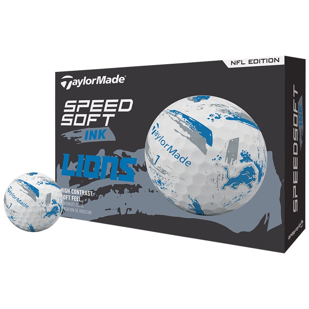 TaylorMade Speed Soft INK NFL Golf Balls #1-#4 12-Ball Pack Detroit Lions White