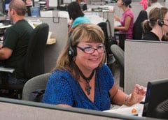 Customer service agent answering phone