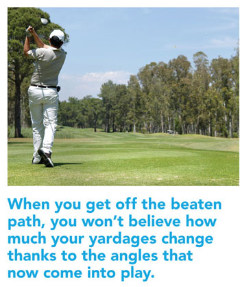 When you get off the beaten path, you won't believe how much your yardages change thanks to the angles that now come into play.